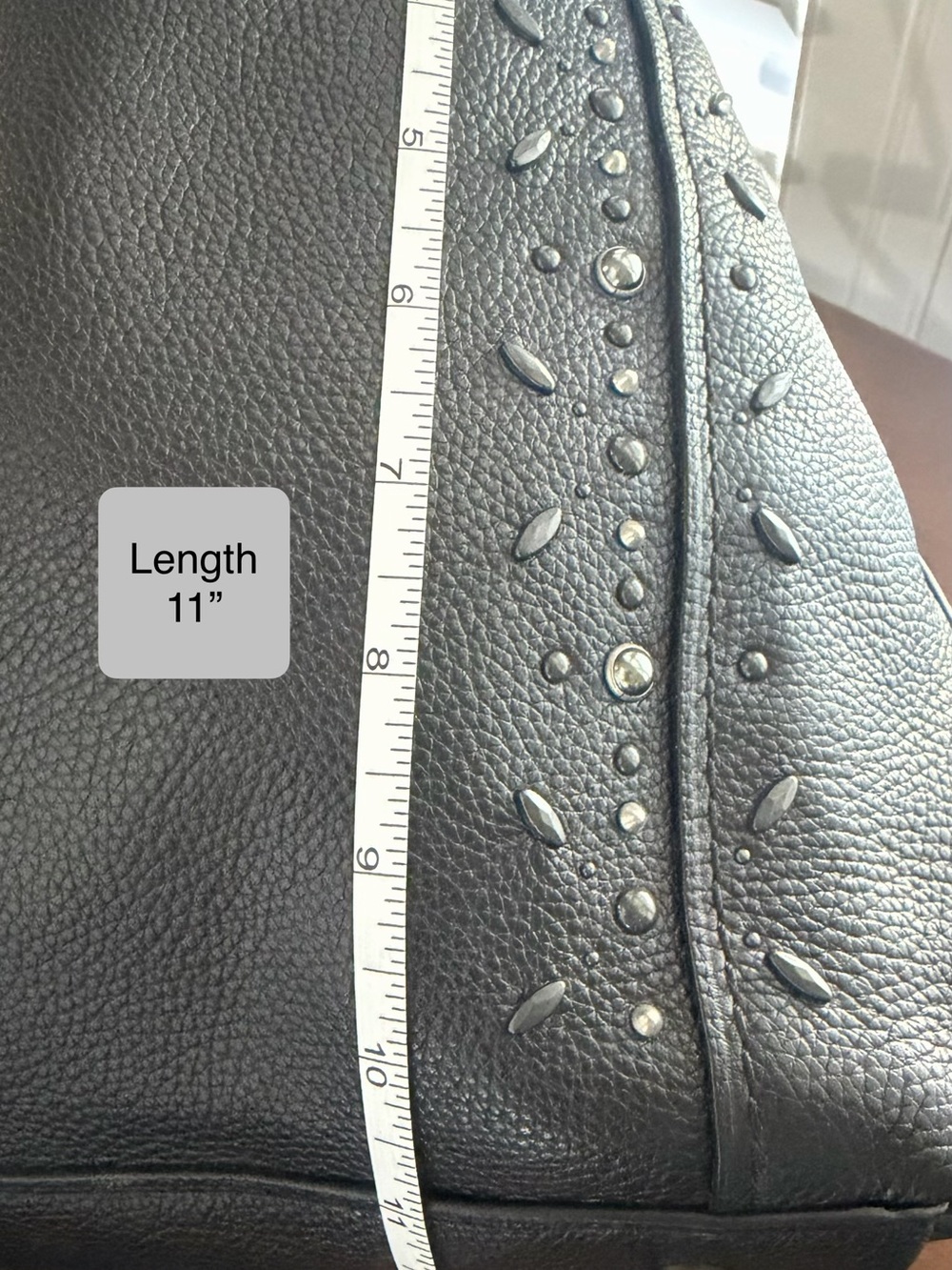NEW Coach Black Pebbled Leather Studded Shoulder Bag - Picture 9 of 10